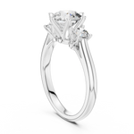 Gold 1 33Ct 6 Prongs Round Three Stone Lab Grown Diamond Opal Ring