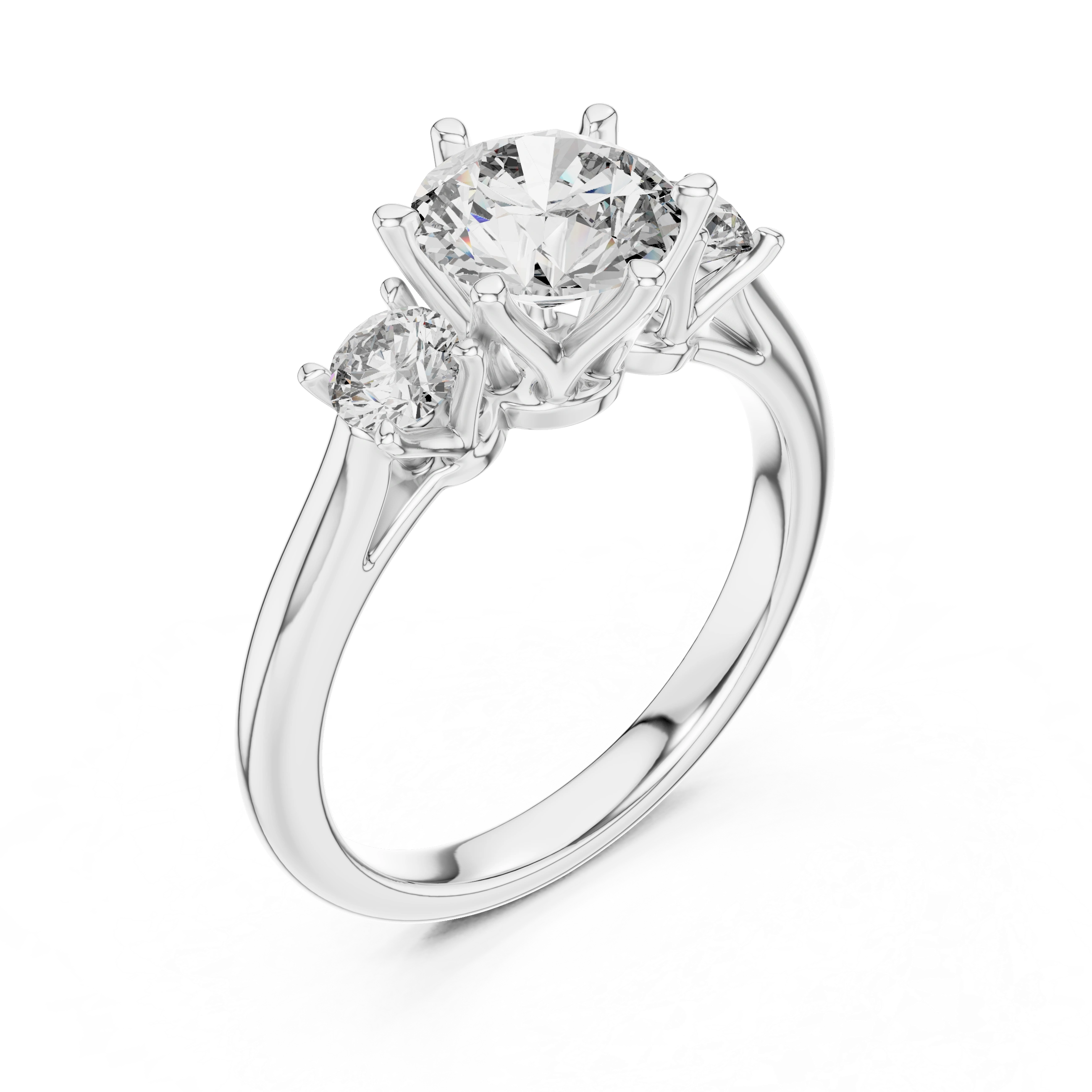 Gold 1 33Ct 6 Prongs Round Three Stone Lab Grown Diamond Opal Ring