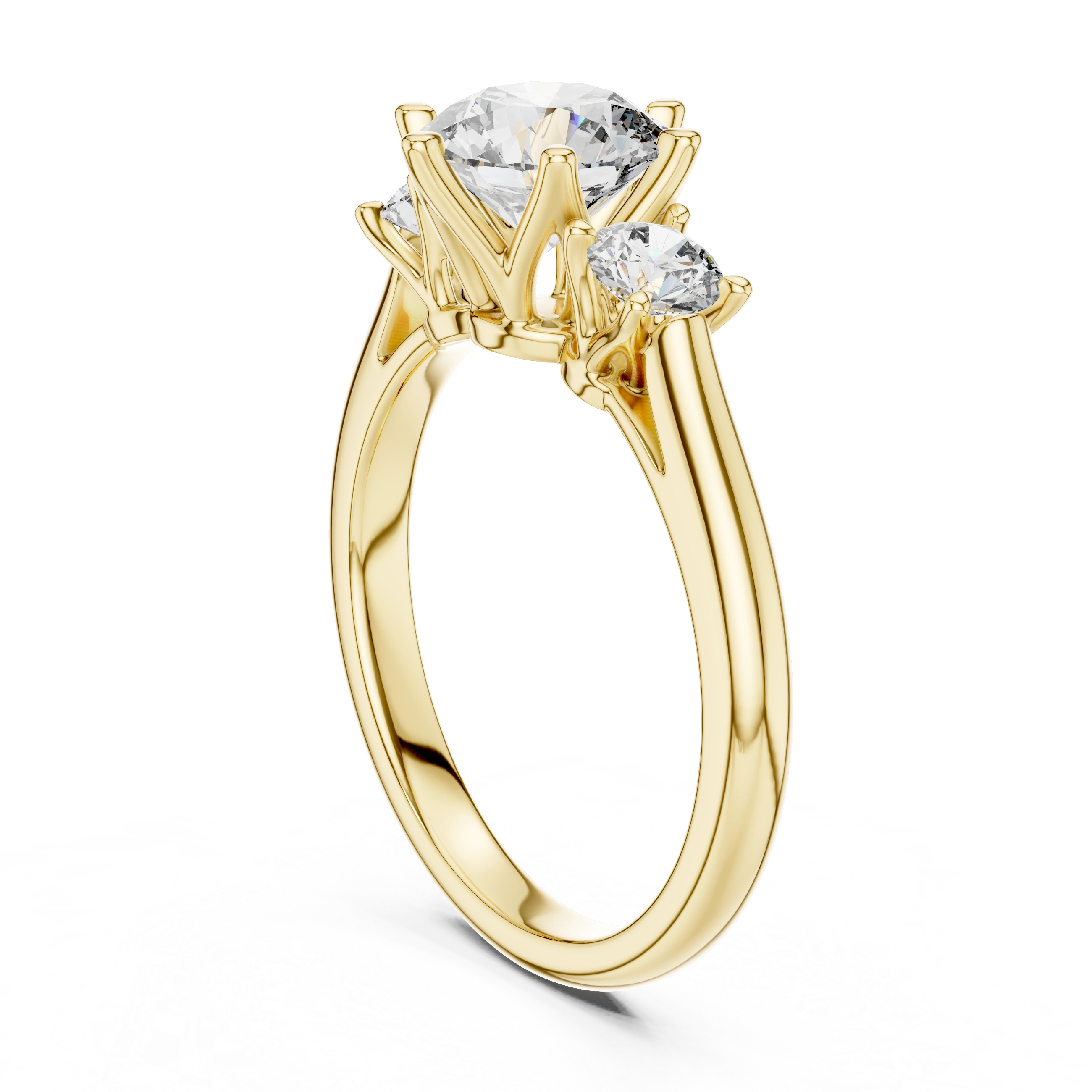 Gold 1 33Ct 6 Prongs Round Three Stone Lab Grown Diamond Opal Ring