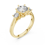 Gold 1 33Ct 6 Prongs Round Three Stone Lab Grown Diamond Opal Ring