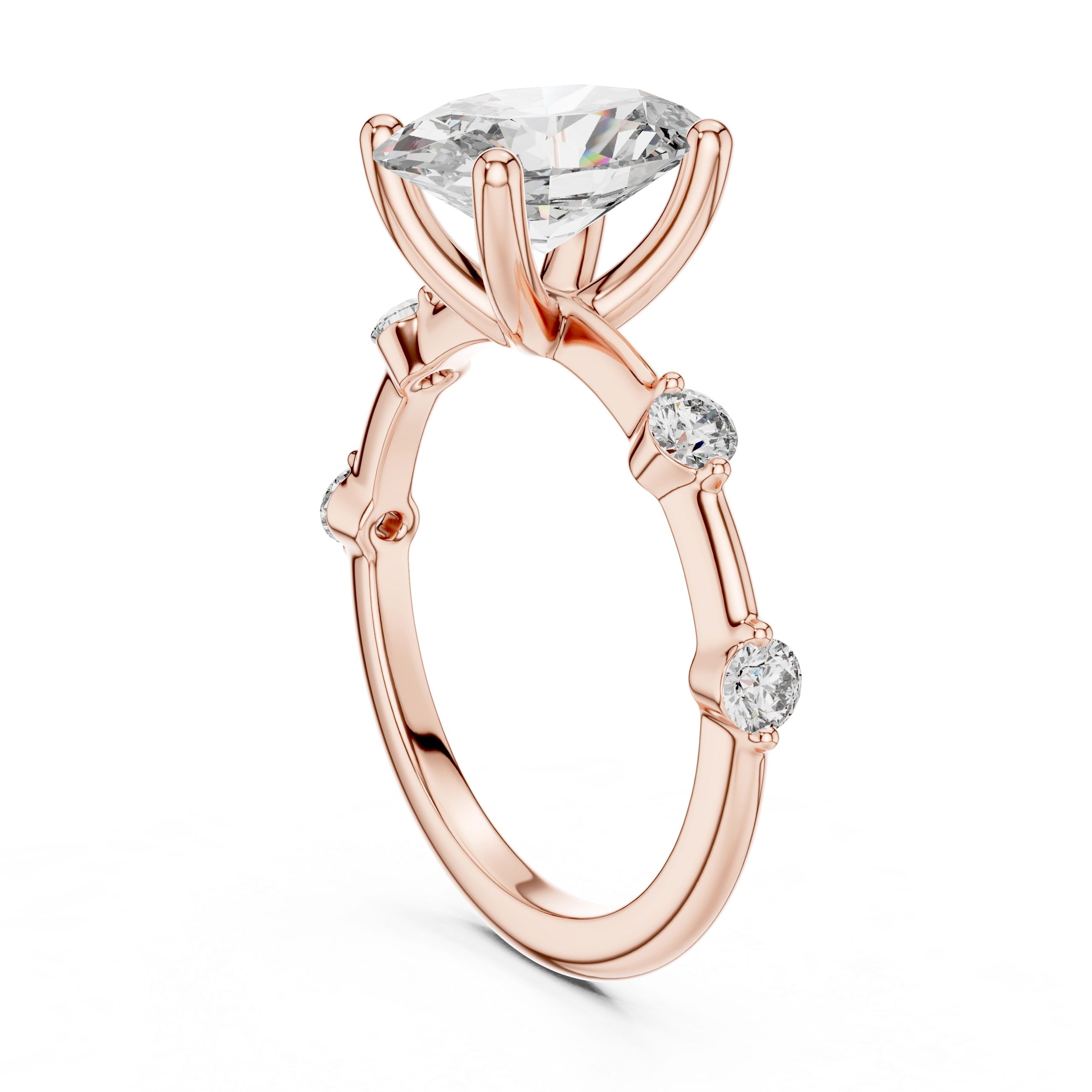 Gold 2Ct Oval Side Accent Lab Grown Diamond Riley Ring