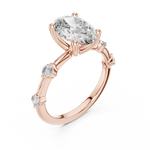 Gold 2Ct Oval Side Accent Lab Grown Diamond Riley Ring