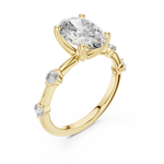 Gold 2Ct Oval Side Accent Lab Grown Diamond Riley Ring