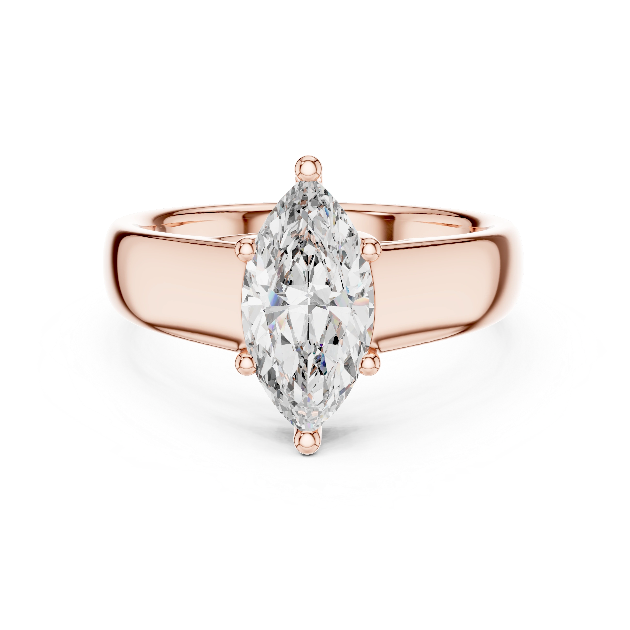 Gold 2Ct Marquise Solitaire Lab Grown Diamond Solenai Ring