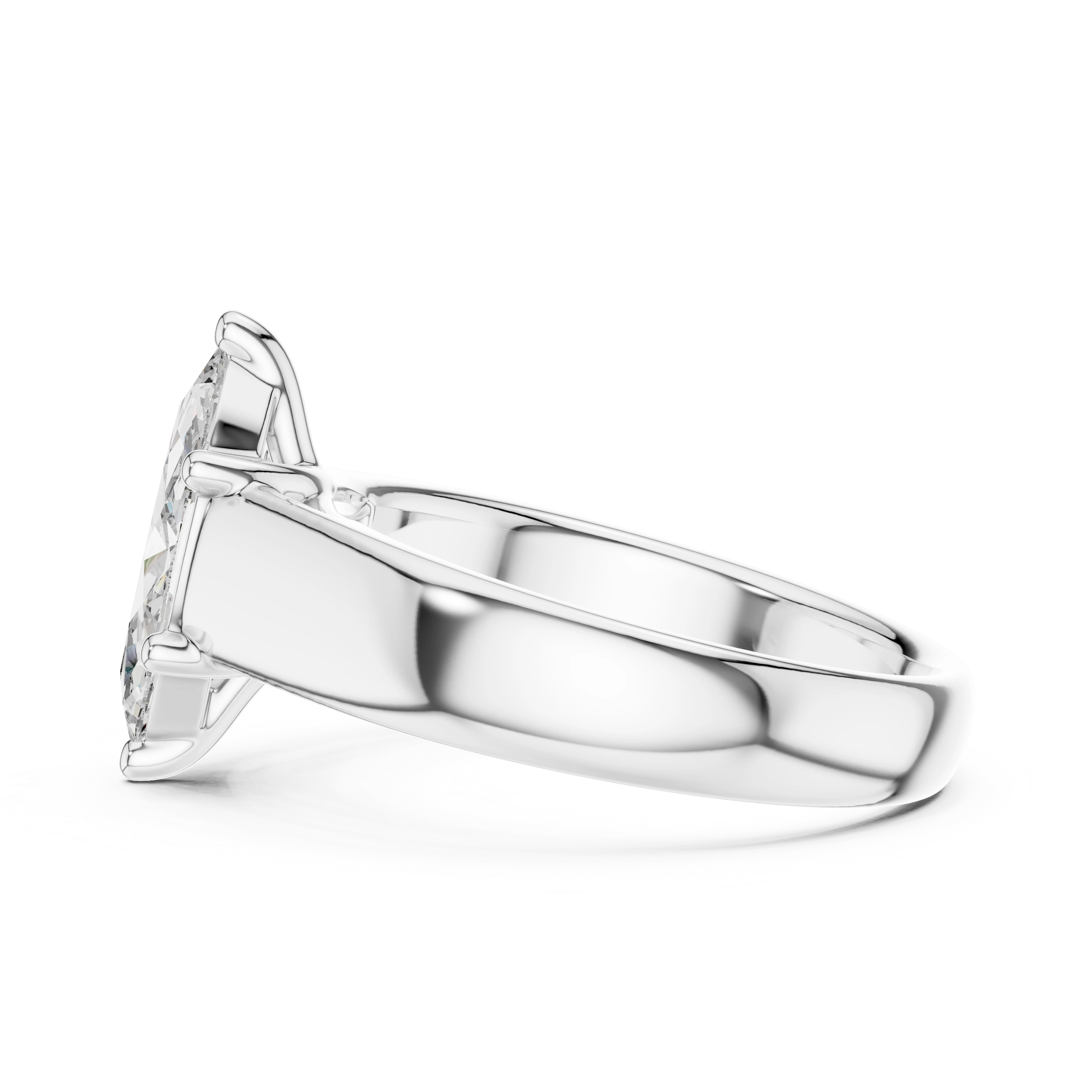 Gold 2Ct Marquise Solitaire Lab Grown Diamond Solenai Ring