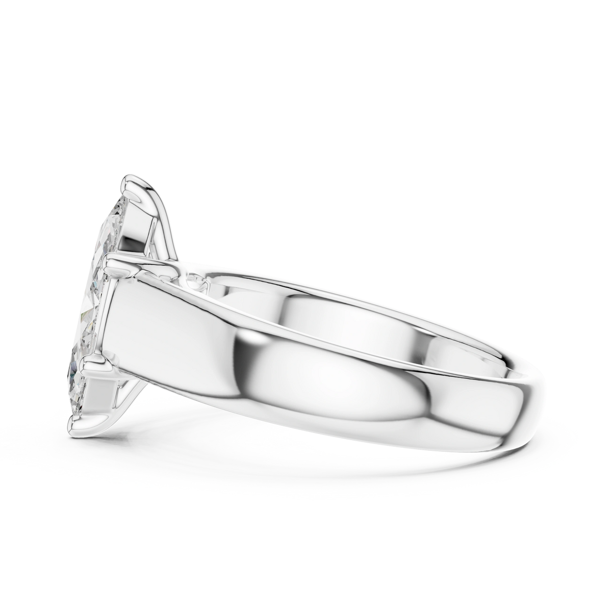 Gold 2Ct Marquise Solitaire Lab Grown Diamond Solenai Ring
