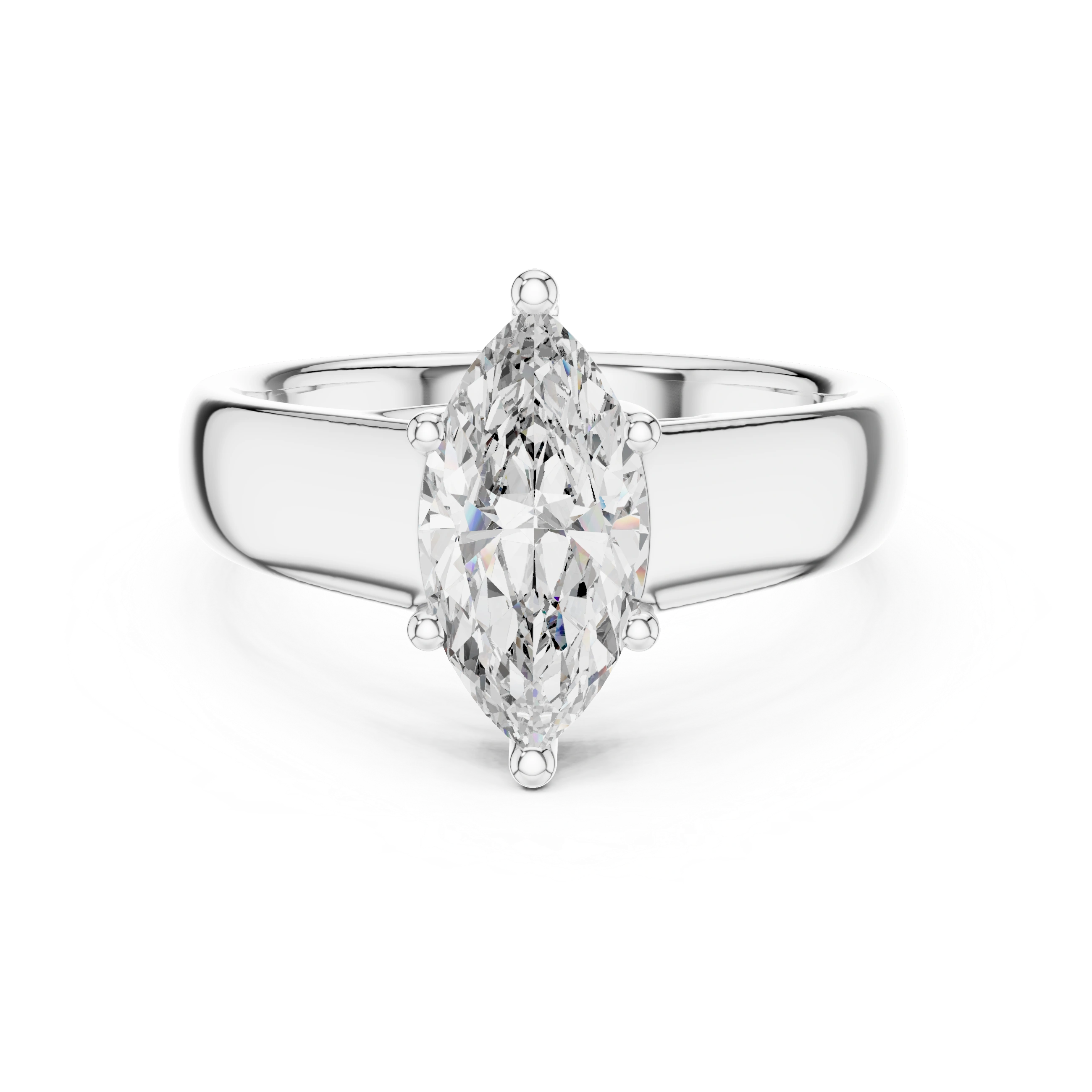 Gold 2Ct Marquise Solitaire Lab Grown Diamond Solenai Ring