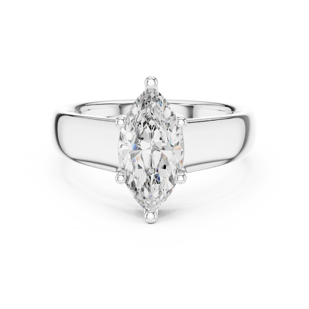 Gold 2Ct Marquise Solitaire Lab Grown Diamond Solenai Ring