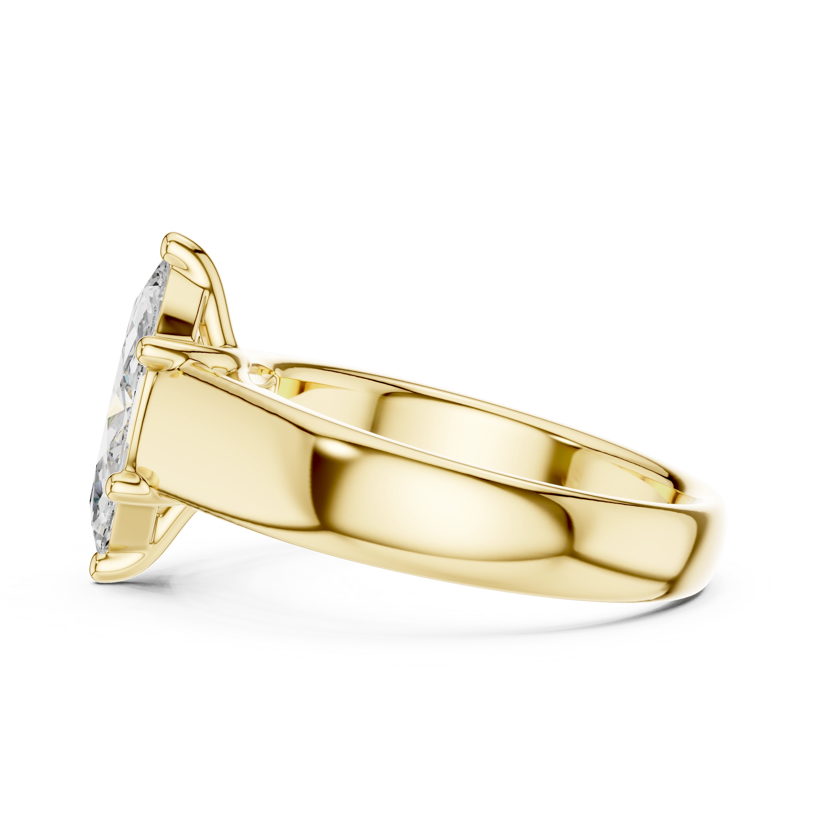 Gold 2Ct Marquise Solitaire Lab Grown Diamond Solenai Ring