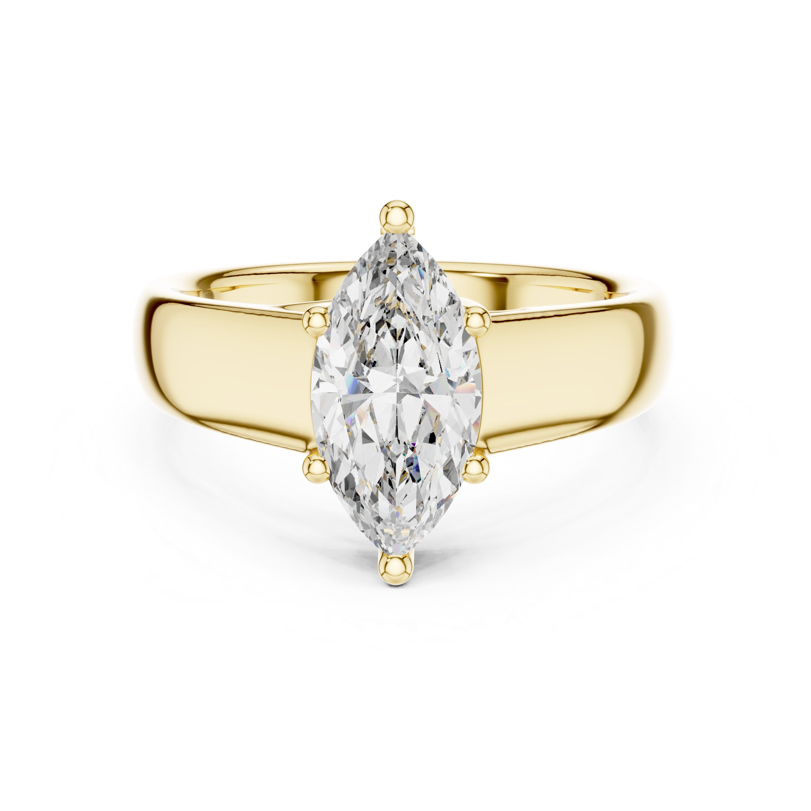 Gold 2Ct Marquise Solitaire Lab Grown Diamond Solenai Ring