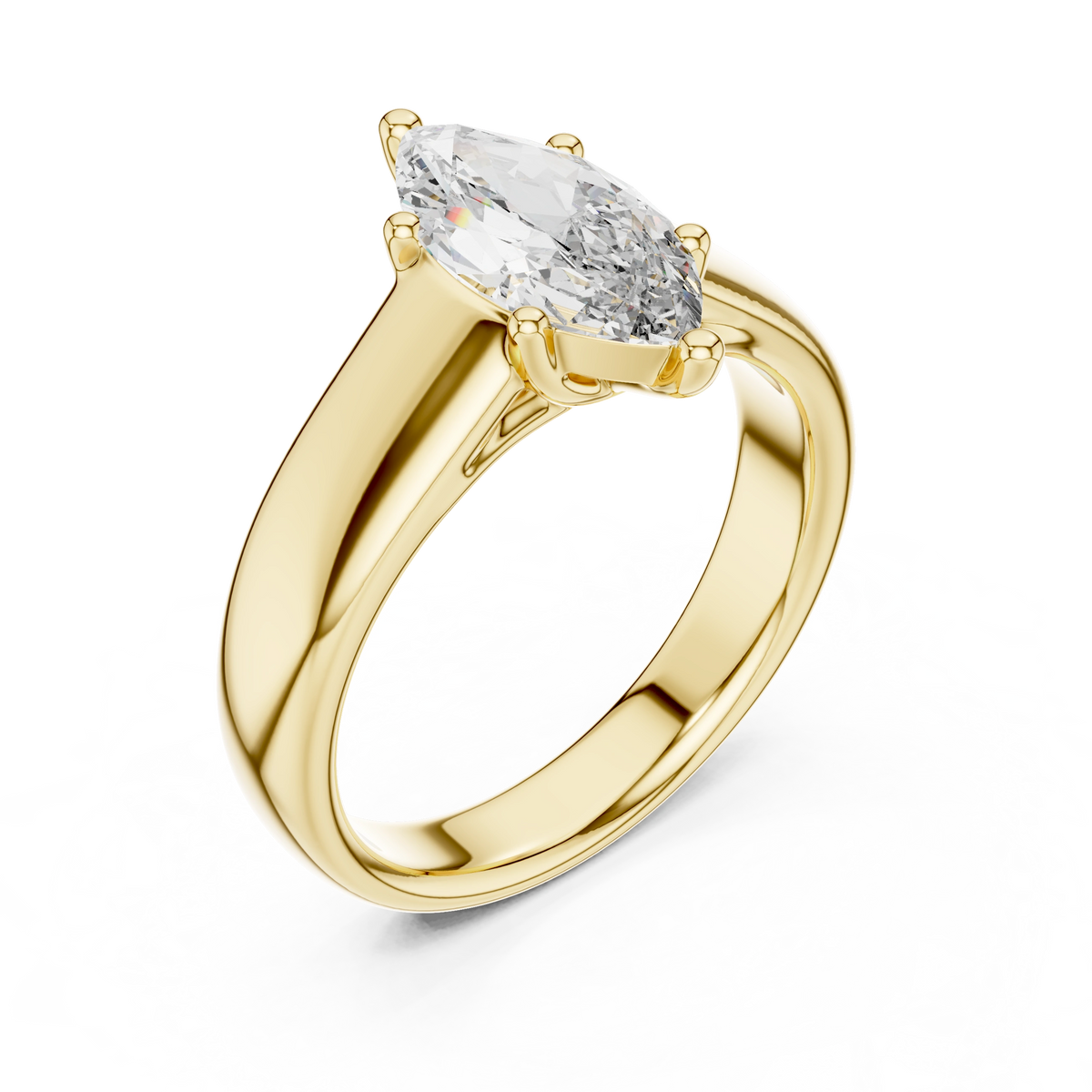 Gold 2Ct Marquise Solitaire Lab Grown Diamond Solenai Ring