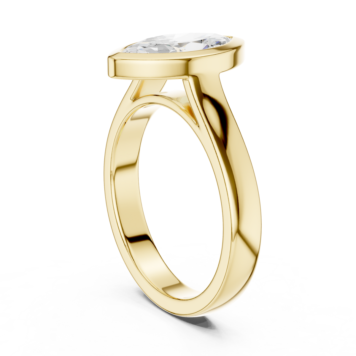 Gold 2Ct Bezel Solitaire Marquise Lab Grown Diamond Vyone Ring