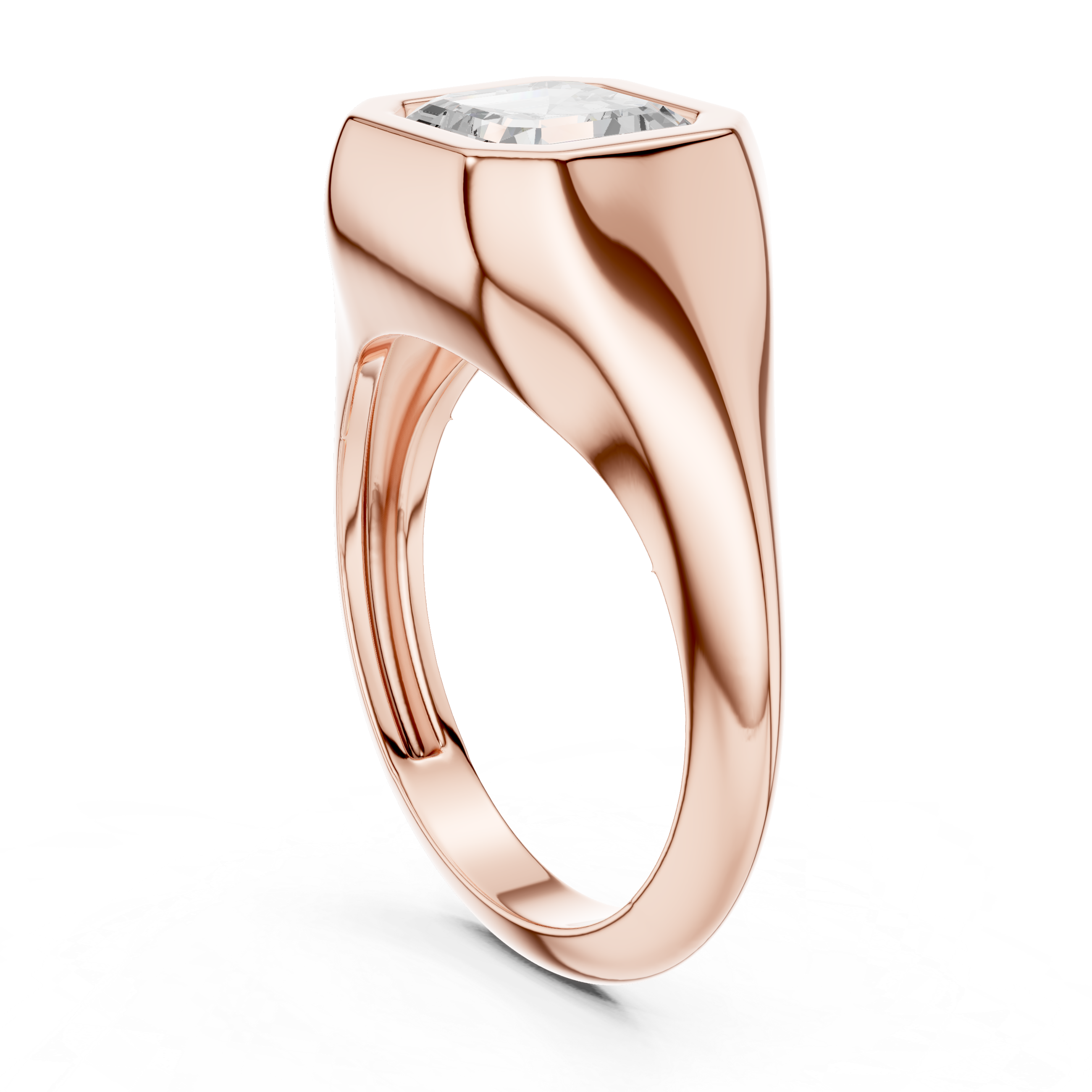 Gold 2Ct Bezel Bold Asscher Lab Grown Diamond Zerelle Ring