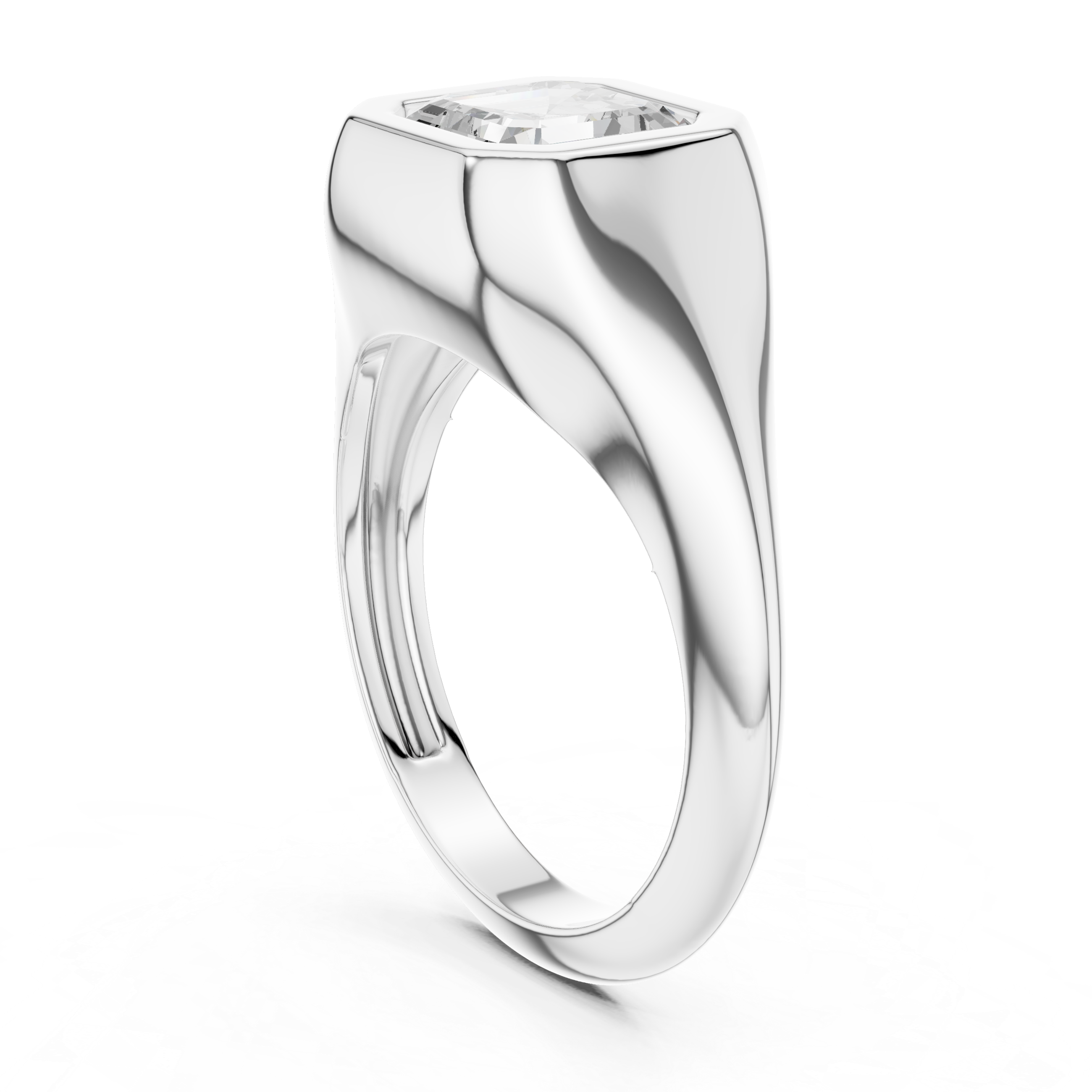 Gold 2Ct Bezel Bold Asscher Lab Grown Diamond Zerelle Ring