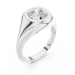 Gold 2Ct Bezel Bold Cushion Lab Grown Diamond Zyvian Ring
