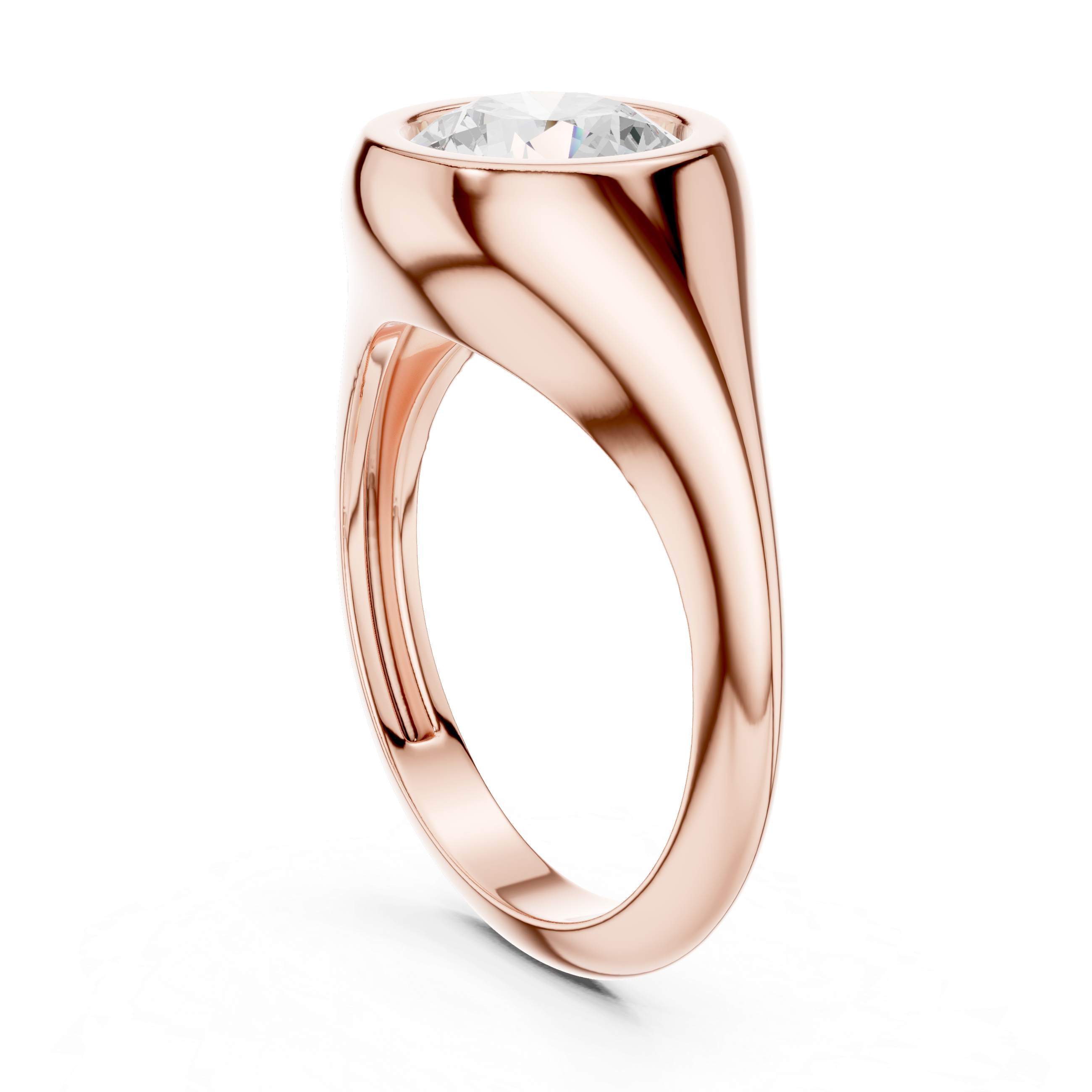Gold 2Ct Bezel Bold Round Lab Grown Diamond Alvyra Ring