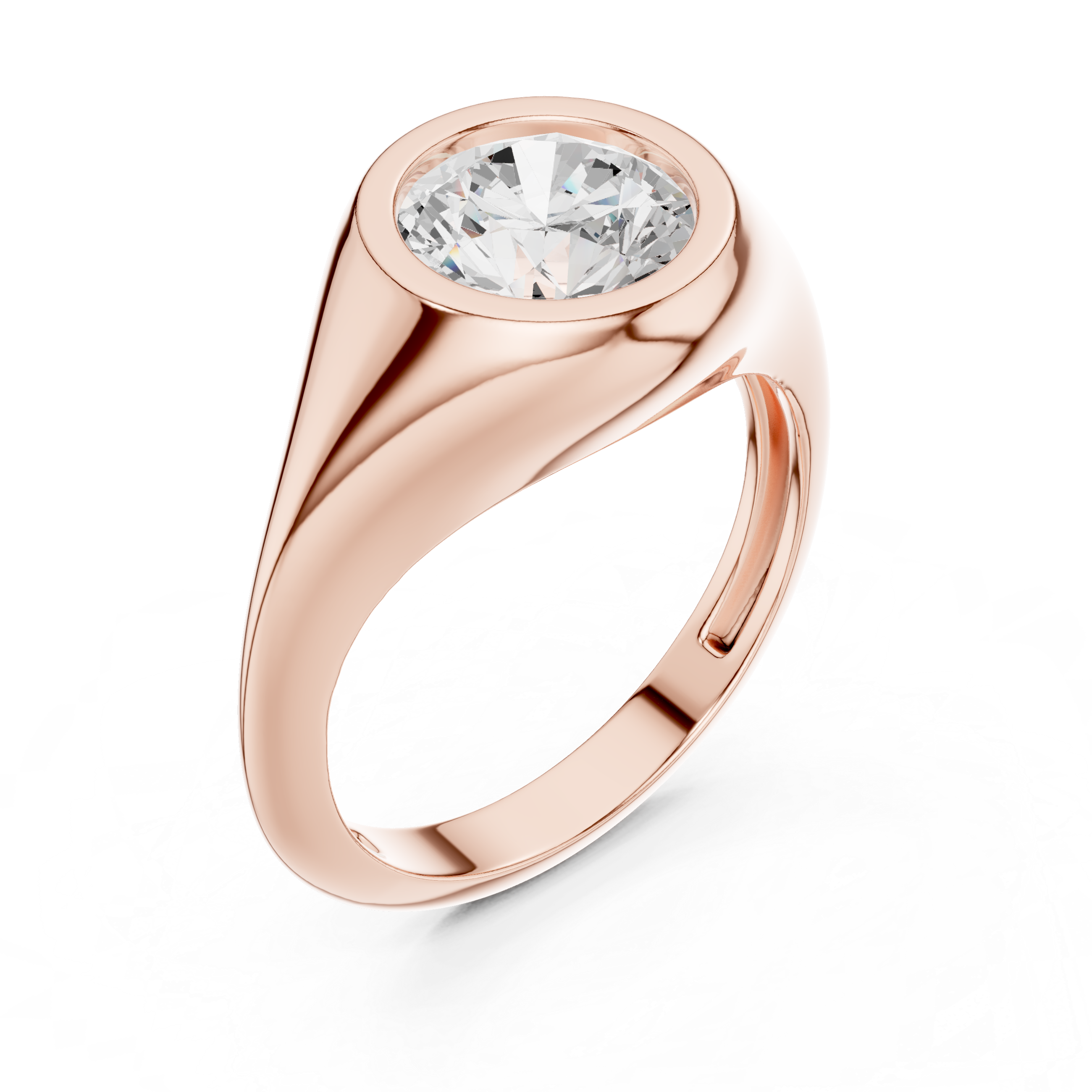 Gold 2Ct Bezel Bold Round Lab Grown Diamond Alvyra Ring