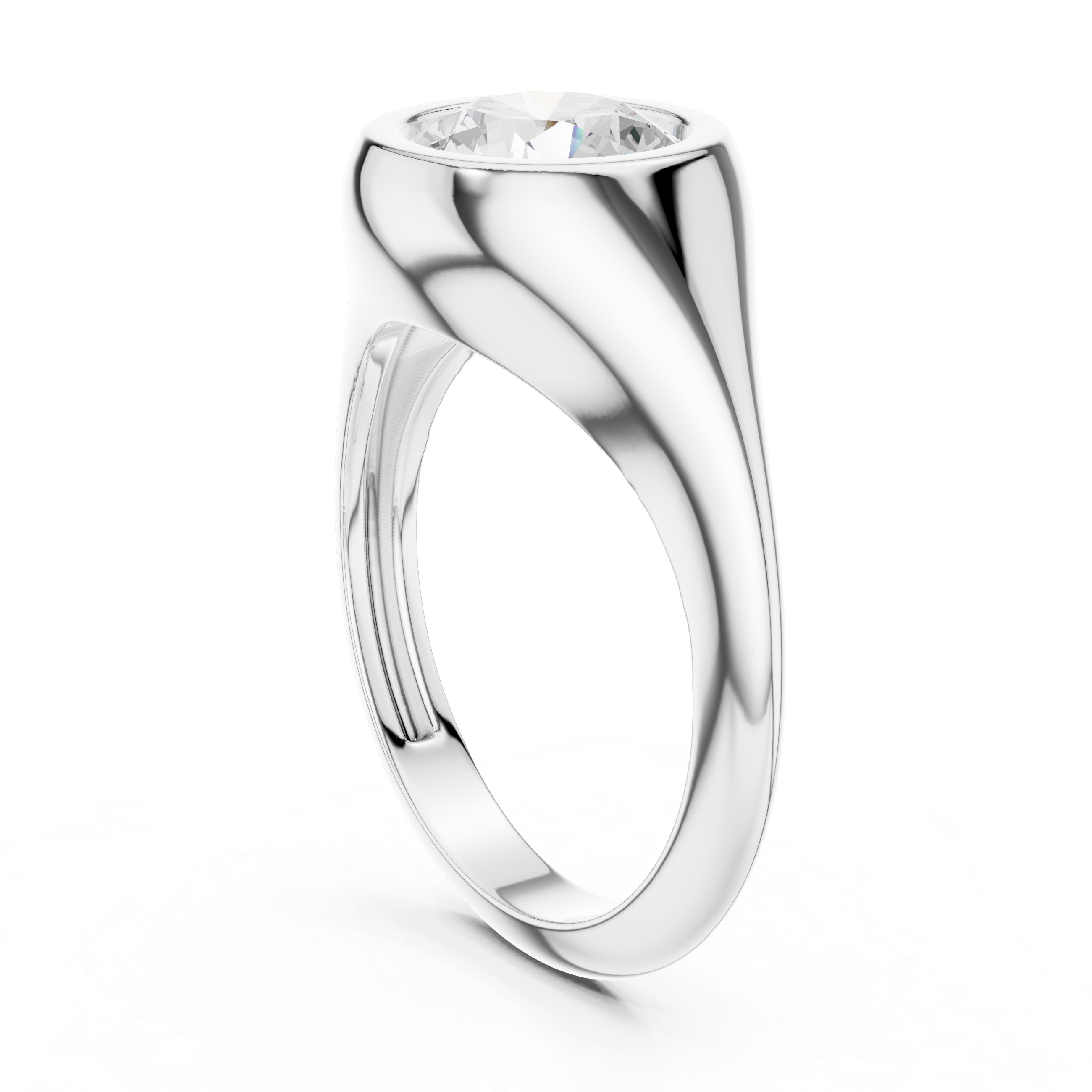 Gold 2Ct Bezel Bold Round Lab Grown Diamond Alvyra Ring