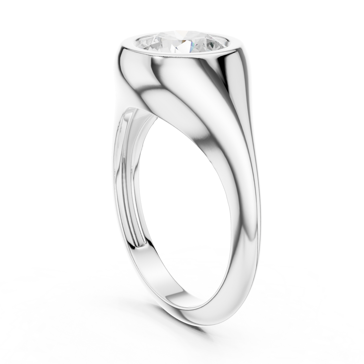 Gold 2Ct Bezel Bold Round Lab Grown Diamond Alvyra Ring