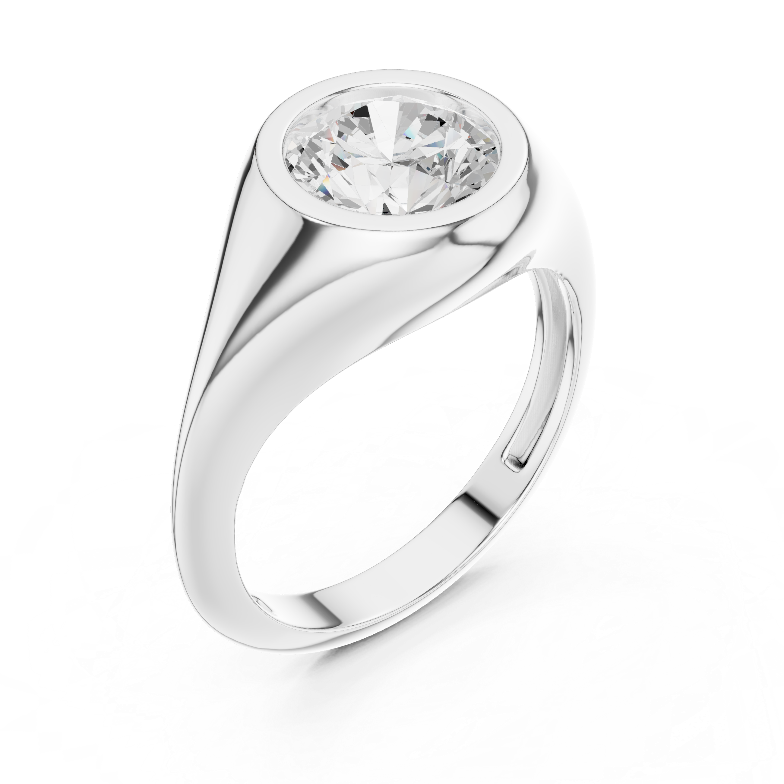 Gold 2Ct Bezel Bold Round Lab Grown Diamond Alvyra Ring