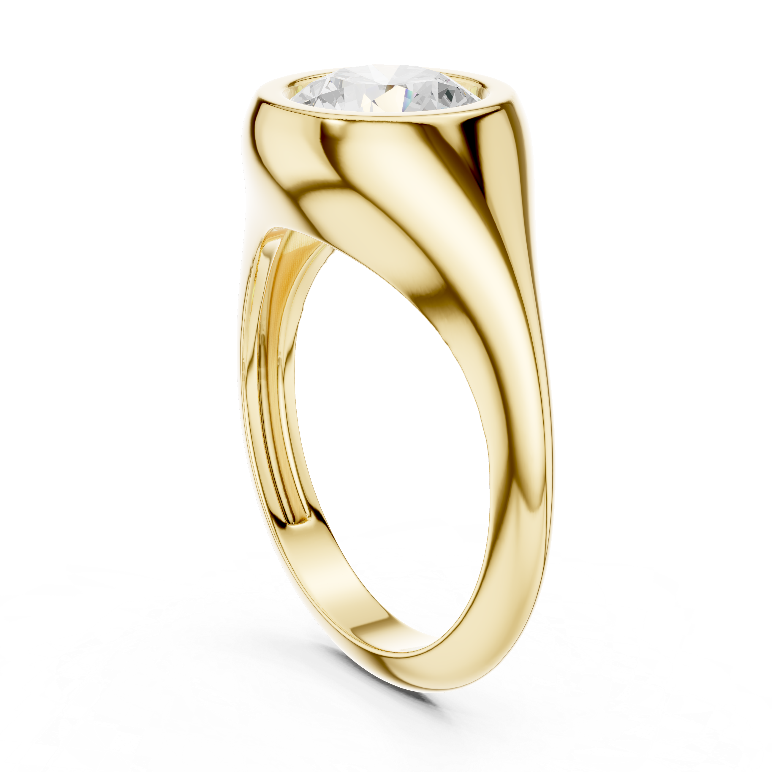 Gold 2Ct Bezel Bold Round Lab Grown Diamond Alvyra Ring