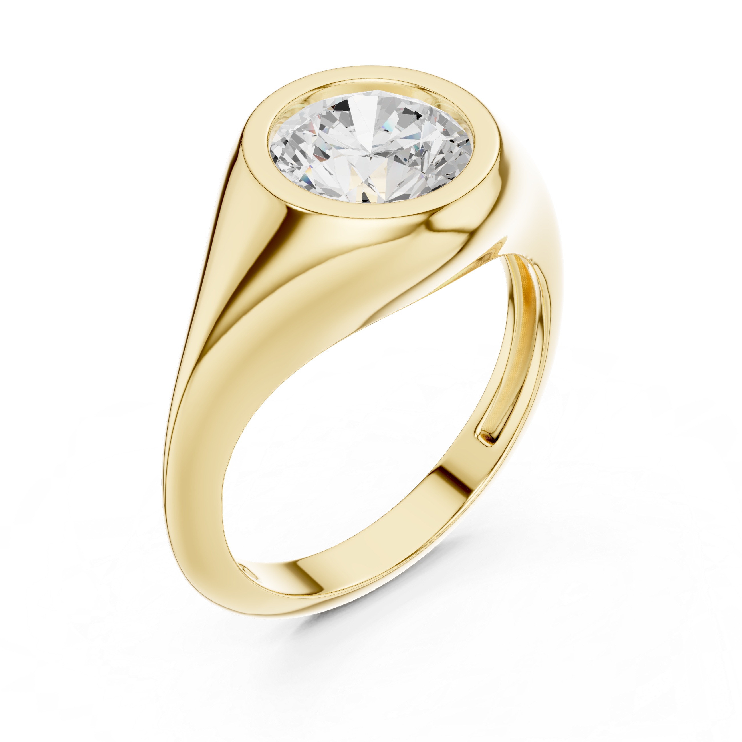 Gold 2Ct Bezel Bold Round Lab Grown Diamond Alvyra Ring