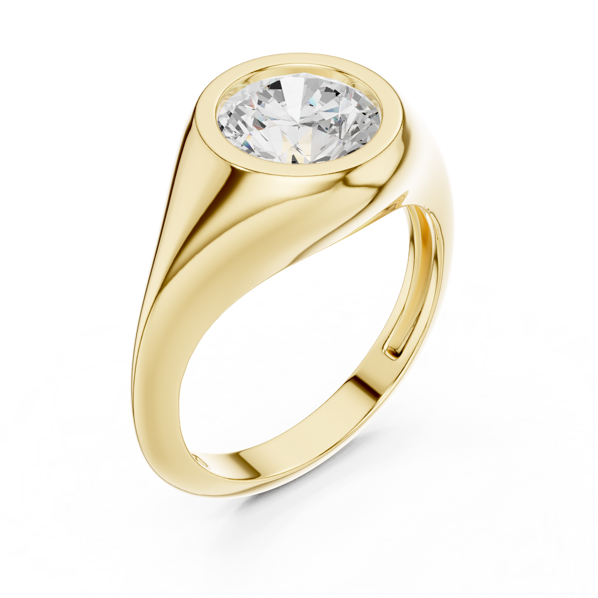 Gold 2Ct Bezel Bold Round Lab Grown Diamond Alvyra Ring