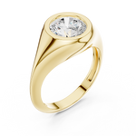 Gold 2Ct Bezel Bold Round Lab Grown Diamond Alvyra Ring
