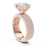 Gold 4Ct Pave Solitaire Round Lab Grown Diamond Luvira Ring