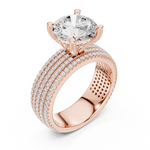 Gold 4Ct Pave Solitaire Round Lab Grown Diamond Luvira Ring