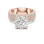 Gold 4Ct Pave Solitaire Round Lab Grown Diamond Luvira Ring