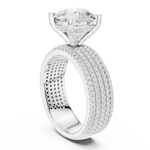 Gold 4Ct Pave Solitaire Round Lab Grown Diamond Luvira Ring