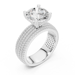 Gold 4Ct Pave Solitaire Round Lab Grown Diamond Luvira Ring