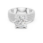 Gold 4Ct Pave Solitaire Round Lab Grown Diamond Luvira Ring