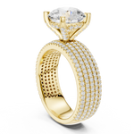 Gold 4Ct Pave Solitaire Round Lab Grown Diamond Luvira Ring