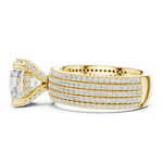 Gold 4Ct Pave Solitaire Round Lab Grown Diamond Luvira Ring