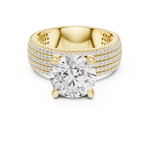 Gold 4Ct Pave Solitaire Round Lab Grown Diamond Luvira Ring