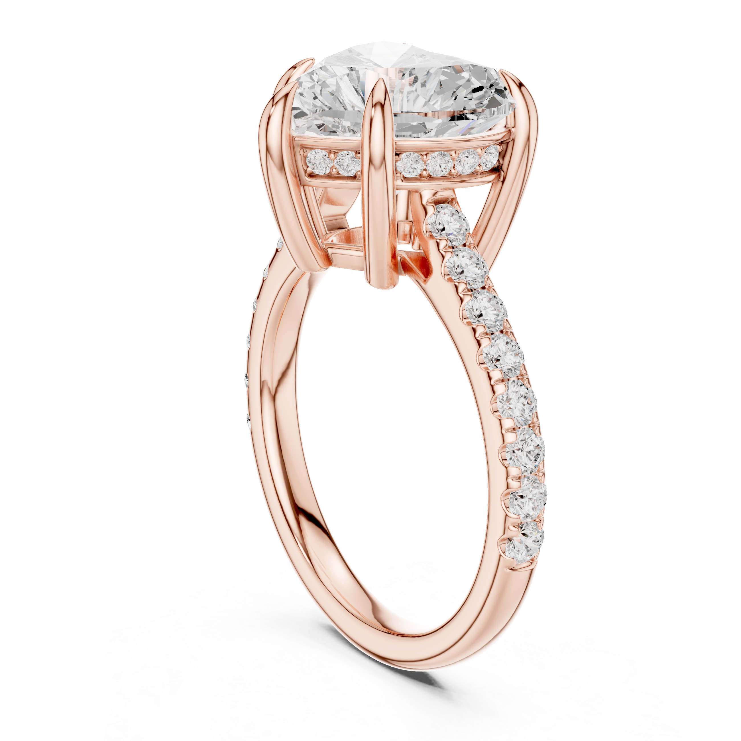 Gold 4 50 Ct Pave Solitaire Heart Lab Grown Diamond Lorvyn Ring