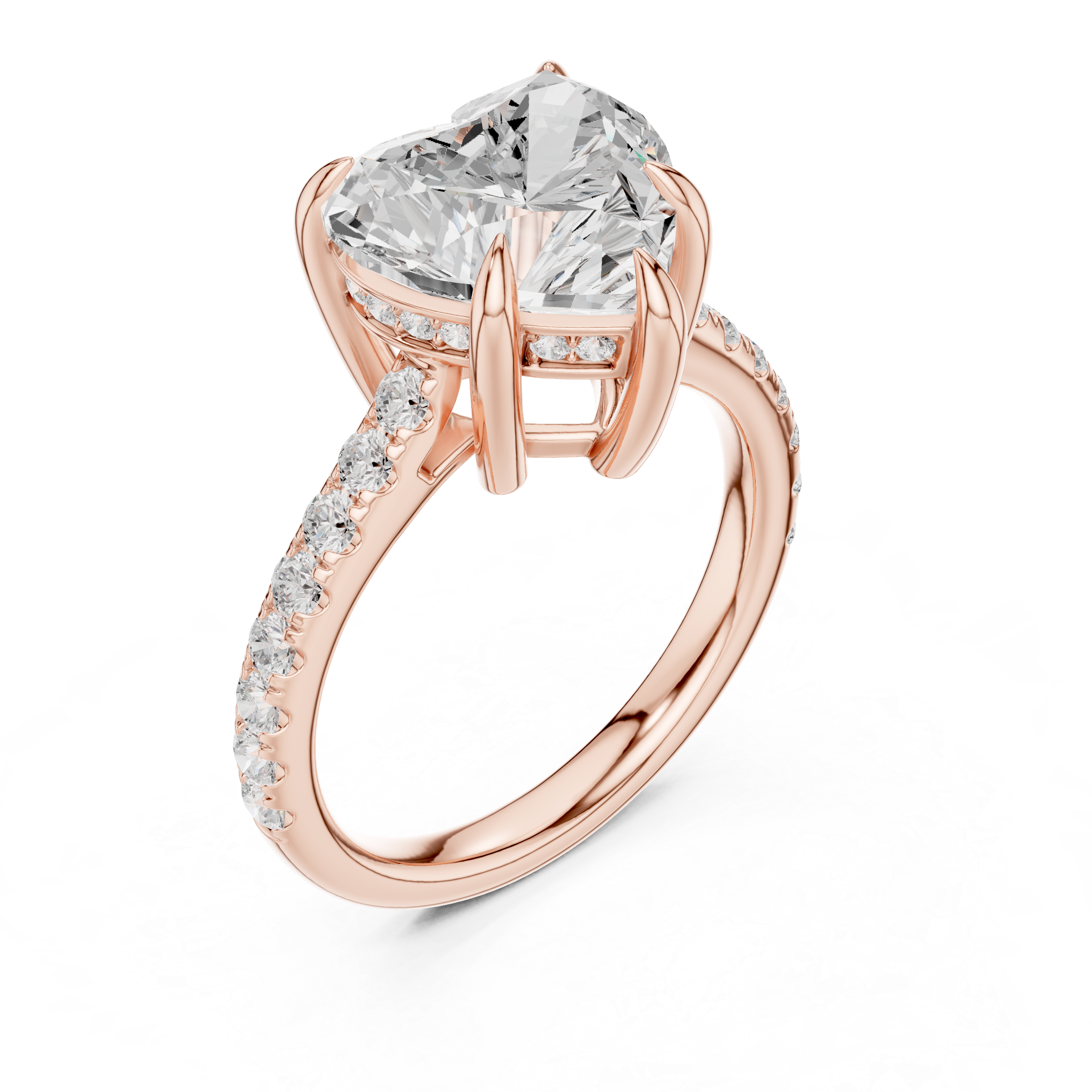 Gold 4 50 Ct Pave Solitaire Heart Lab Grown Diamond Lorvyn Ring