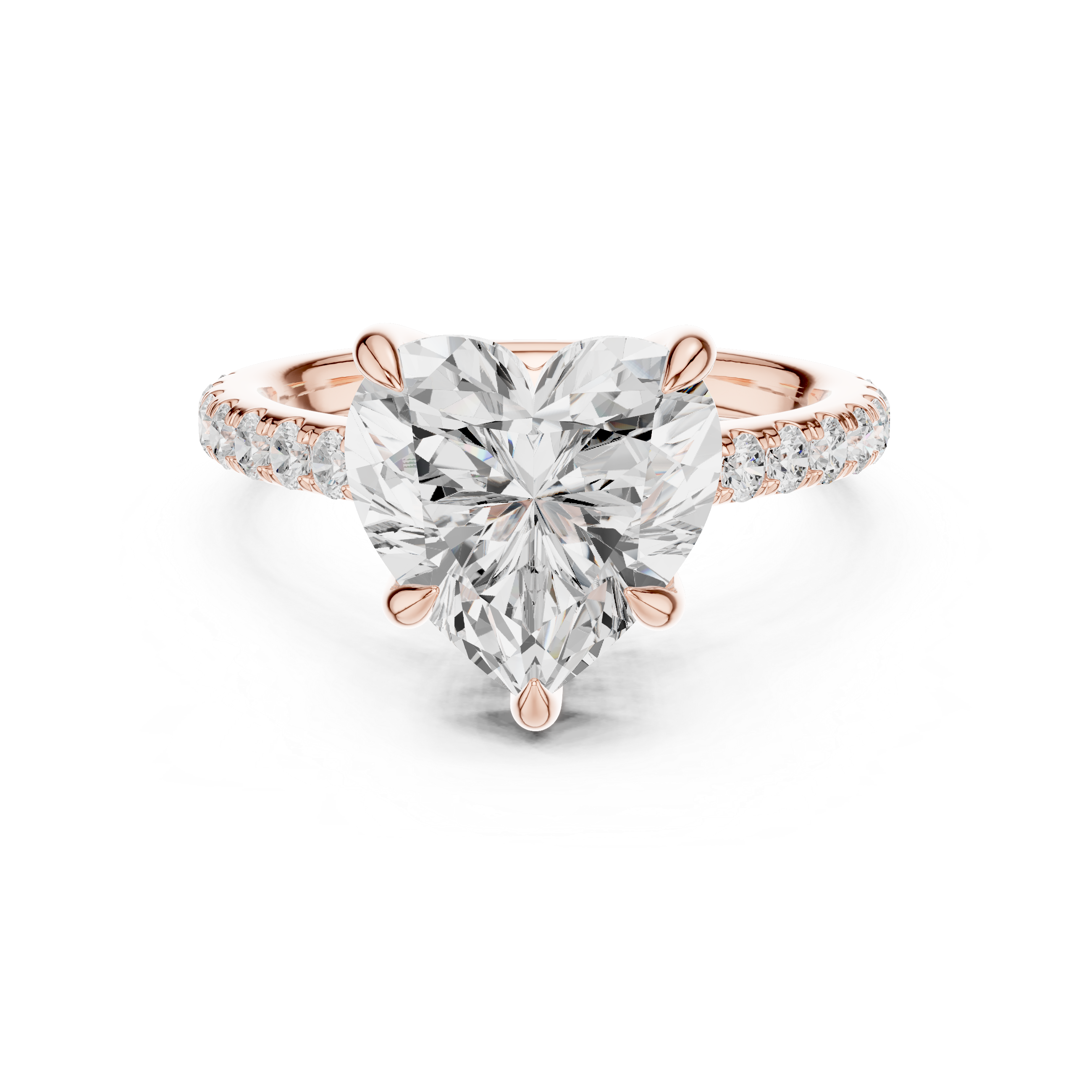 Gold 4 50 Ct Pave Solitaire Heart Lab Grown Diamond Lorvyn Ring