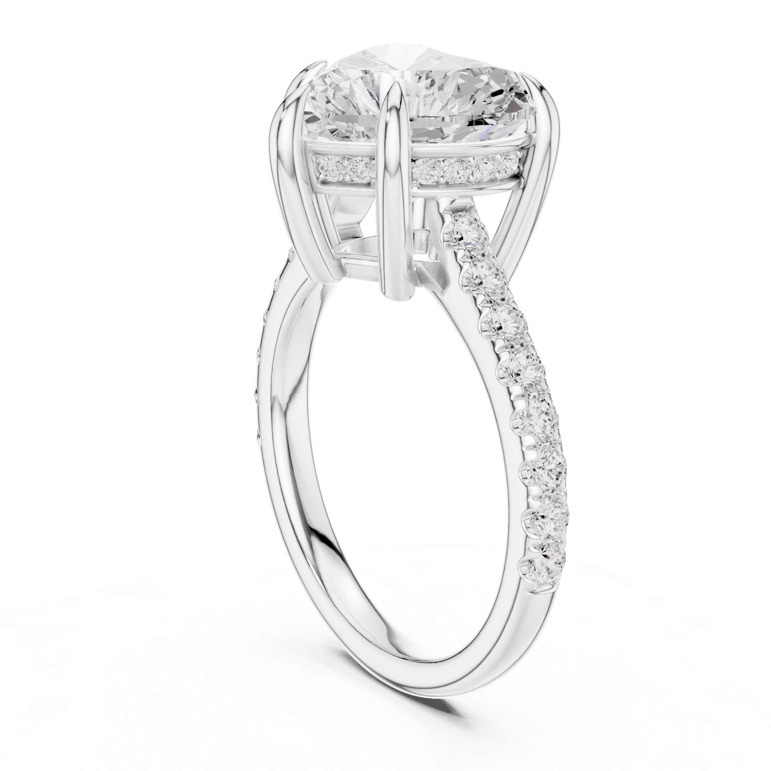 Gold 4 50 Ct Pave Solitaire Heart Lab Grown Diamond Lorvyn Ring