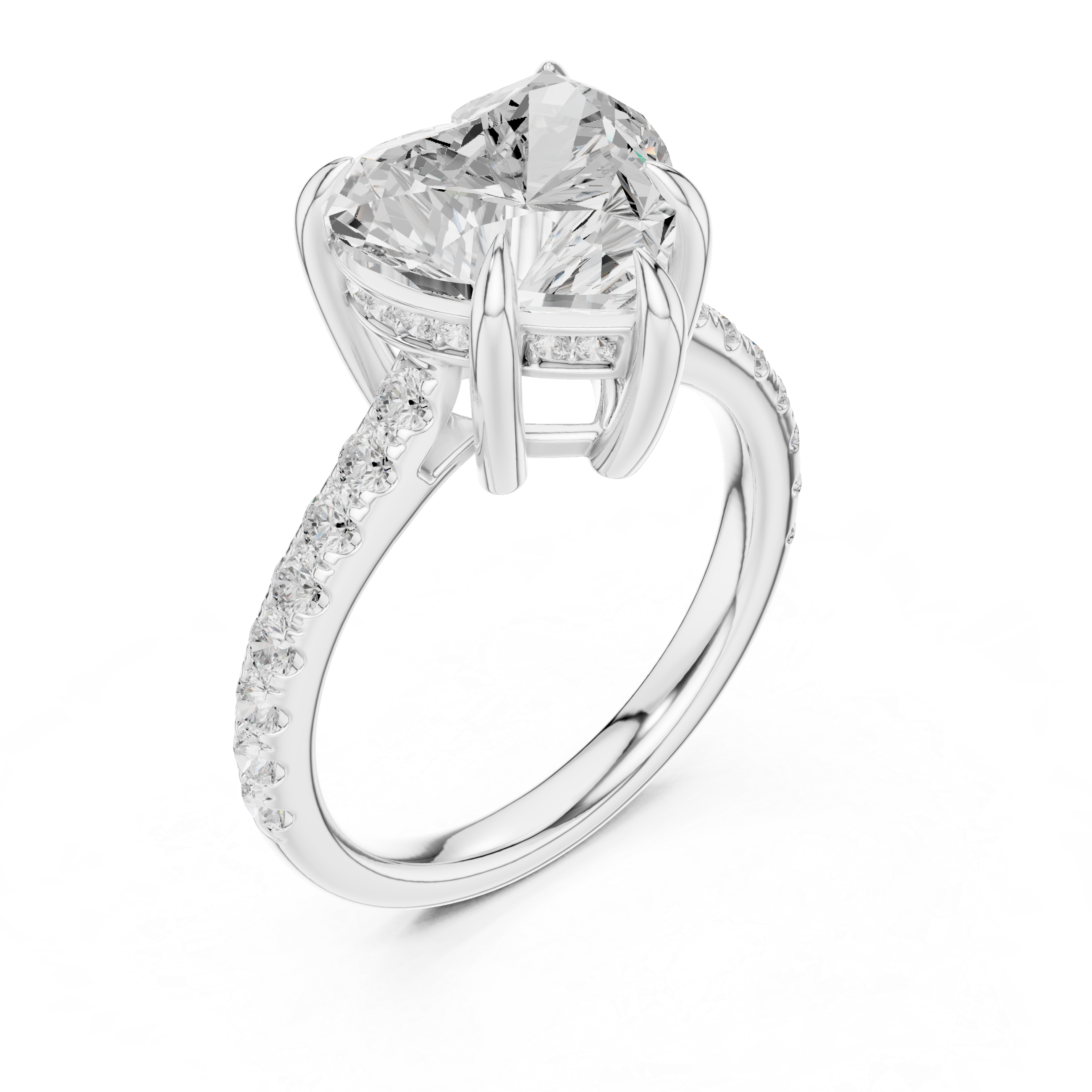 Gold 4 50 Ct Pave Solitaire Heart Lab Grown Diamond Lorvyn Ring