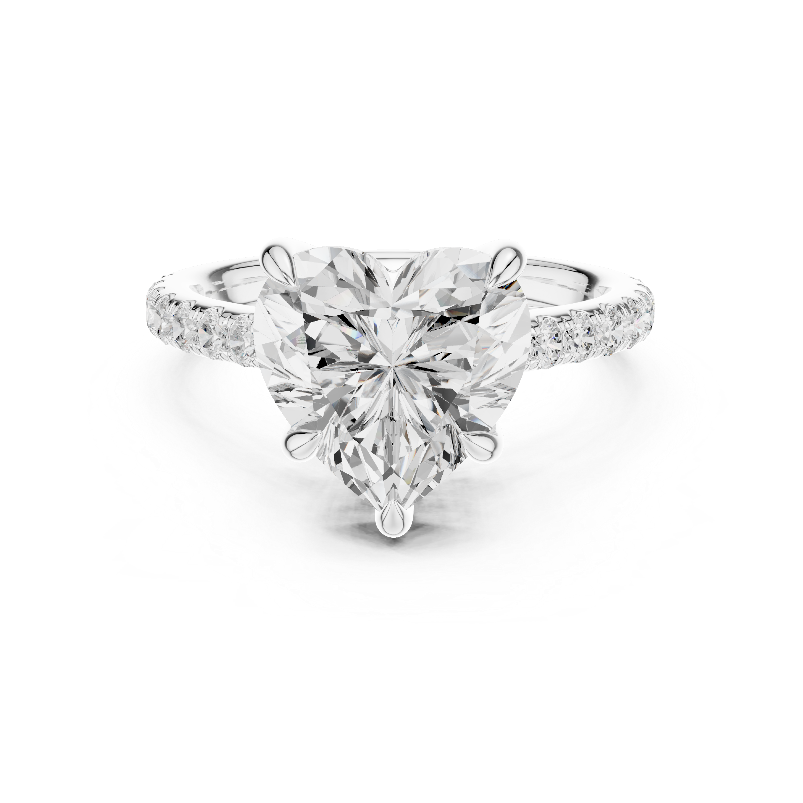 Gold 4 50 Ct Pave Solitaire Heart Lab Grown Diamond Lorvyn Ring