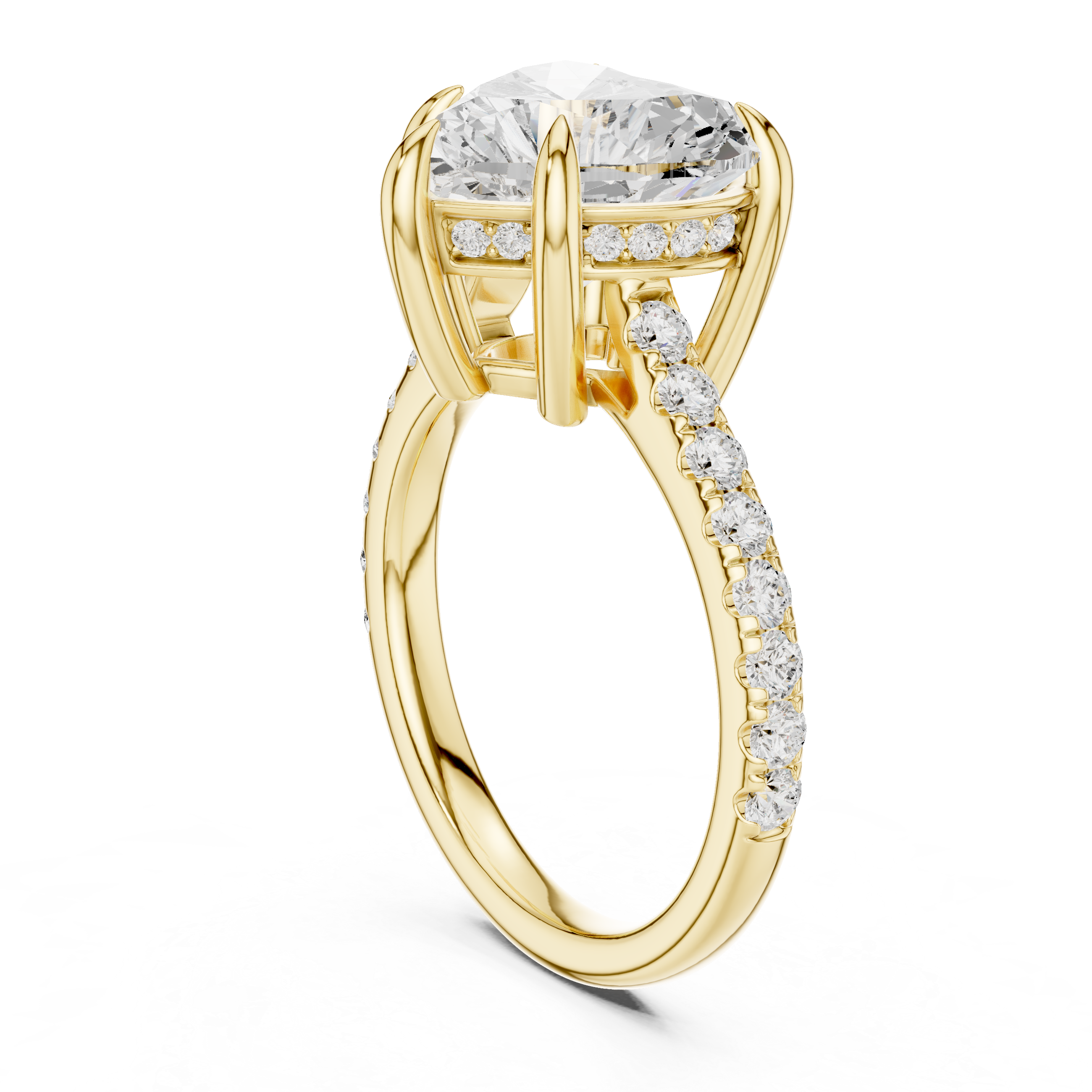 Gold 4 50 Ct Pave Solitaire Heart Lab Grown Diamond Lorvyn Ring
