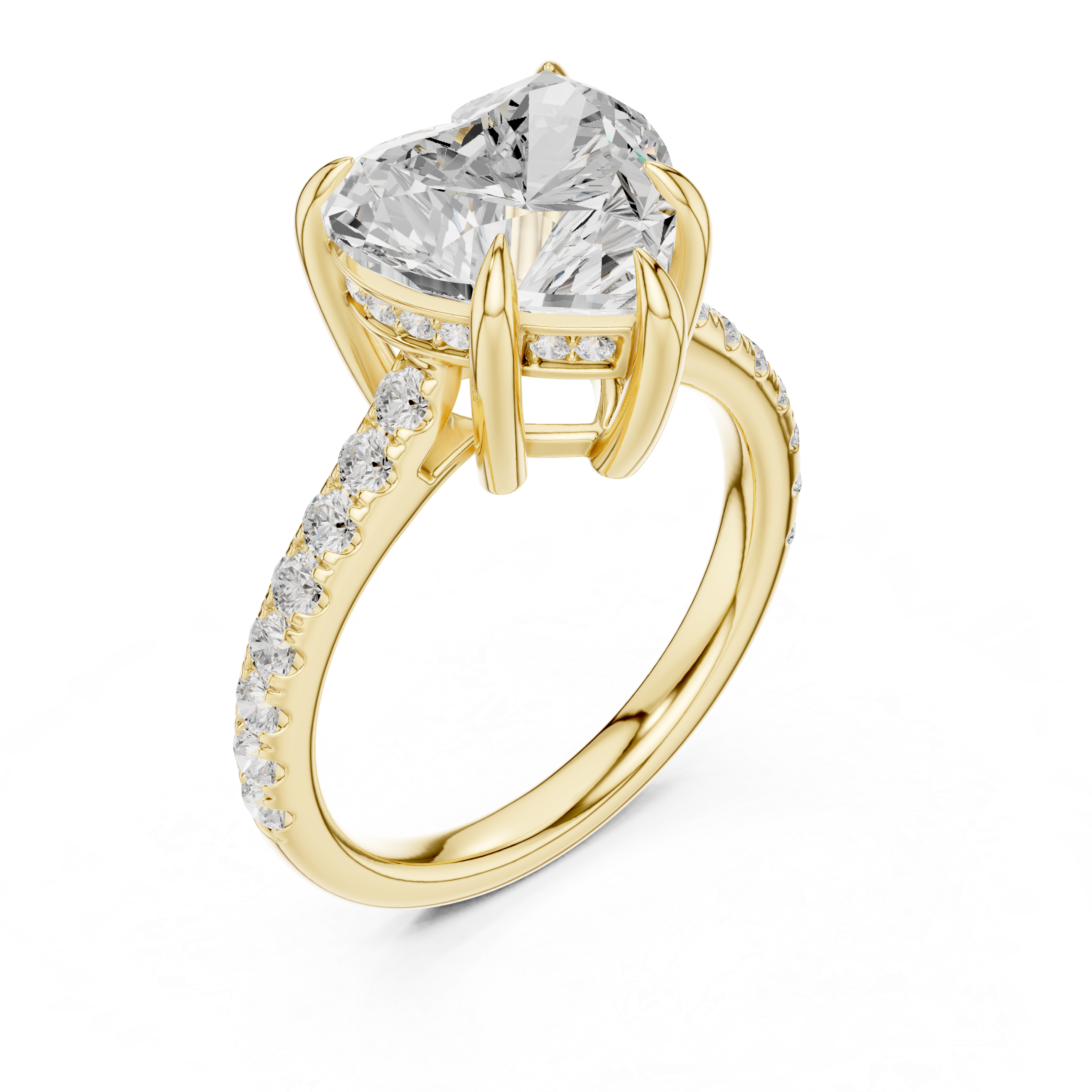 Gold 4 50 Ct Pave Solitaire Heart Lab Grown Diamond Lorvyn Ring
