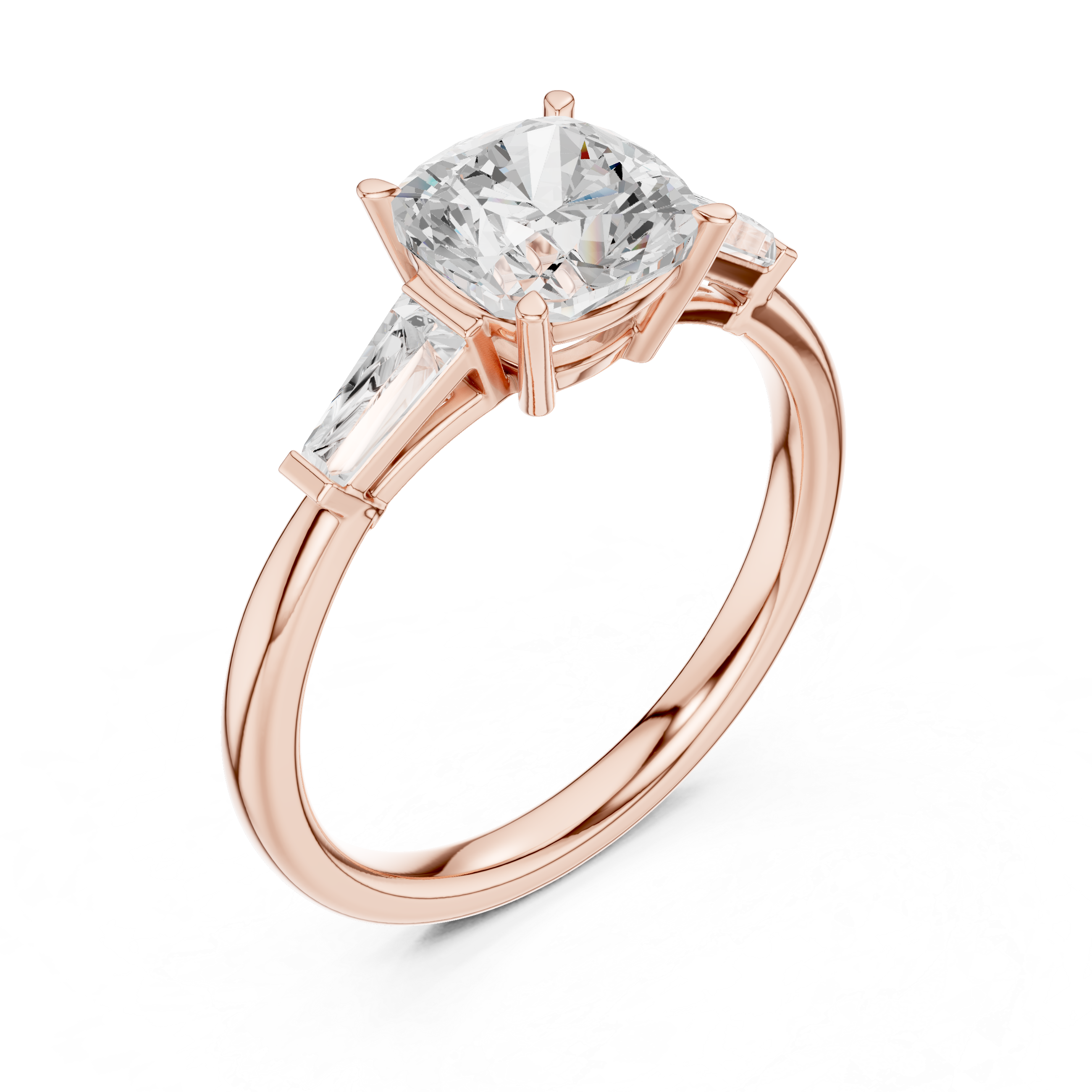 Gold 1 5Ct Cushion Square Three Stone Lab Grown Diamond Velina Ring