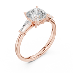 Gold 1 5Ct Cushion Square Three Stone Lab Grown Diamond Velina Ring