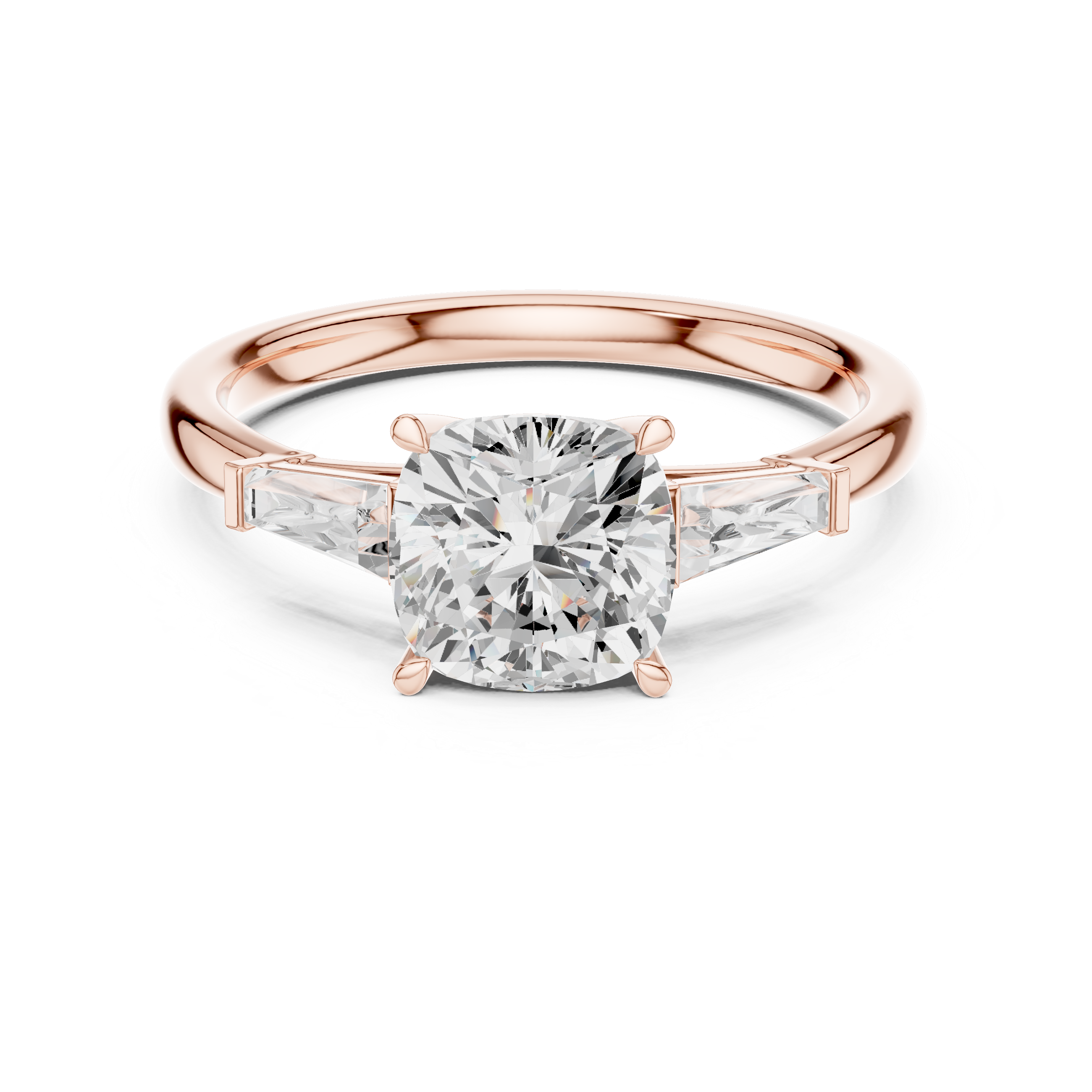 Gold 1 5Ct Cushion Square Three Stone Lab Grown Diamond Velina Ring