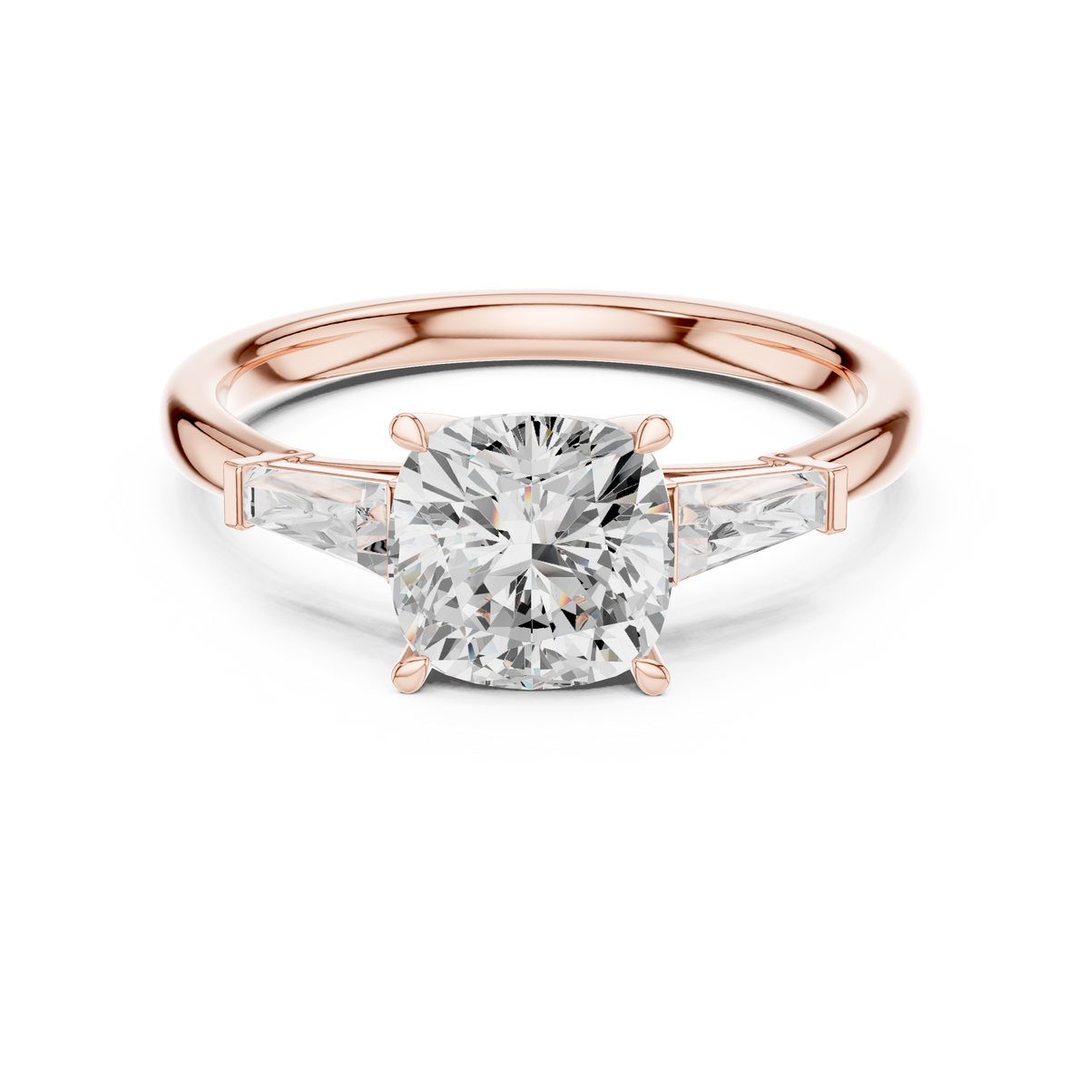Gold 1 5Ct Cushion Square Three Stone Lab Grown Diamond Velina Ring