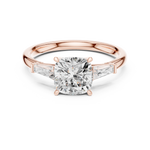 Gold 1 5Ct Cushion Square Three Stone Lab Grown Diamond Velina Ring